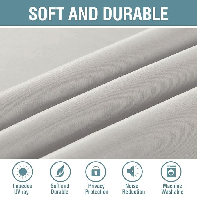 H.VERSAILTEX Blackout Curtain for Living Room Thermal Insulated Window Treatment Curtain Extra Long 84 inch Length Energy Saving Solid Grommet Top Blackout Drape, One Panel, Stone, 52" W x 84" L