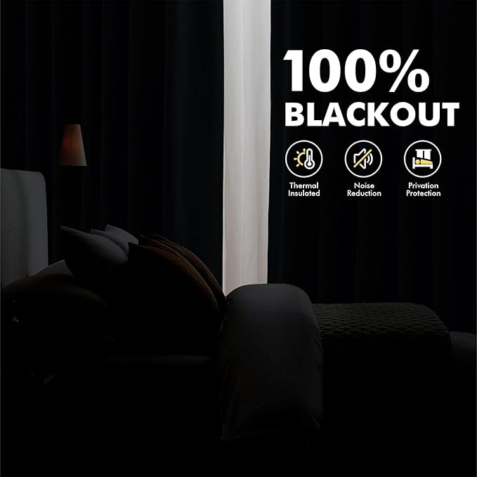 MIULEE 100% Blackout Linen Curtains for Bedroom, Grayish White Solid Luxury Decor Thermal Insulation Room Darkening Drapes for Living Room Nursery Back Tab Rod Pocket 42 x 96 Inches, 2 Panels