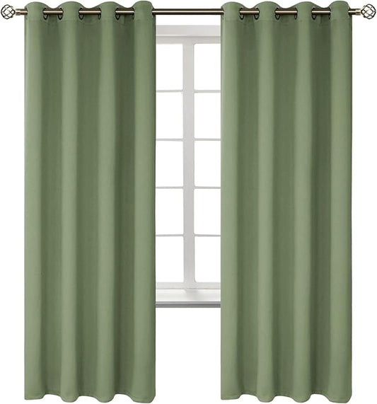 BGment Room Darkening Curtains 72 Inches Long - Grommet Thermal Insulated Drapes Window Treatment Curtains for Bedroom, 2 Panels, 52 x 72 Inch, Grass Green