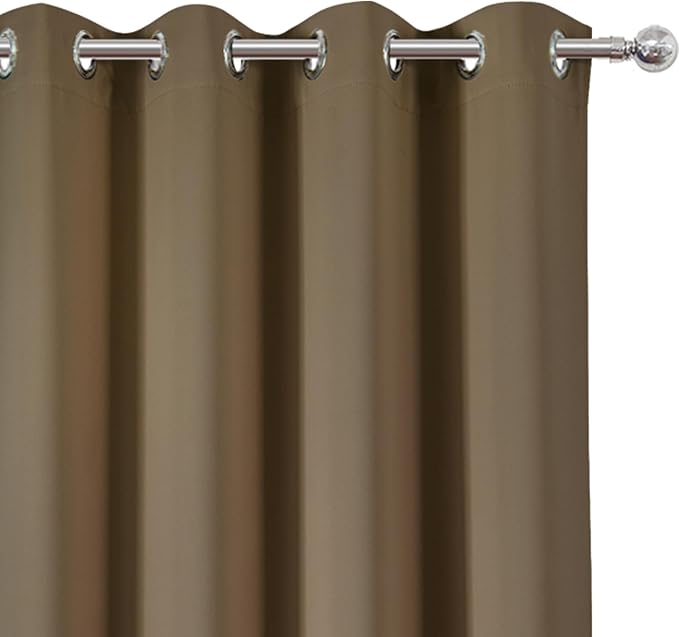 LEMOMO Blackout Curtains 52 x 90 inches Long Brown Curtains Set of 2 Panels Thermal Insulated Room Darkening Curtains for Bedroom