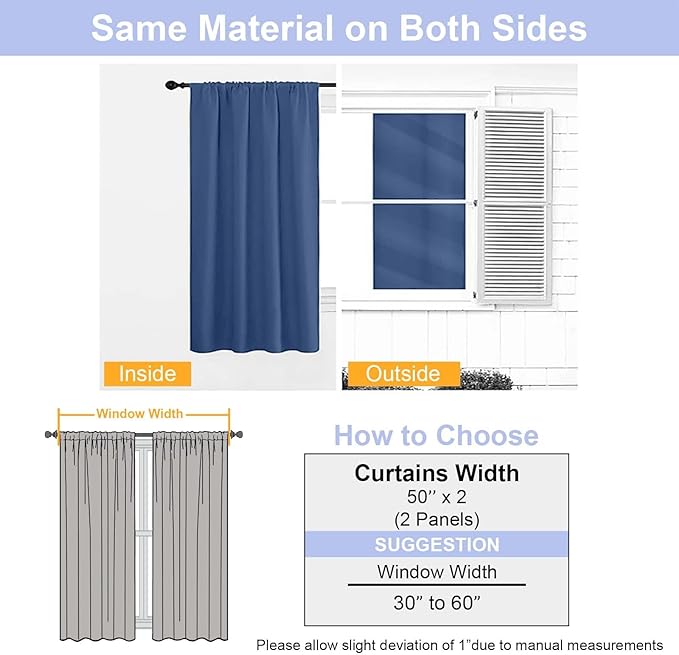 Simplebrand Ava Royal Blue Blackout Curtains for Bedroom 96 Inches Long 2 Panels, Solid Thermal Insulated, Energy Saving Nursery Window Treatment Curtains Blackout Drapes, W40 x L96 Inch, Royal Blue