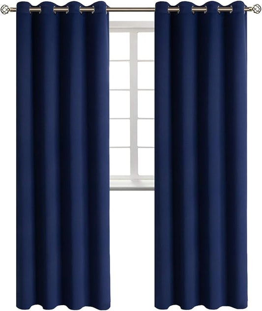 BGment Blackout Curtains - Grommet Thermal Insulated Room Darkening Bedroom and Living Room Curtains, Set of 2 Panels (52 x 120 Inch, Navy)
