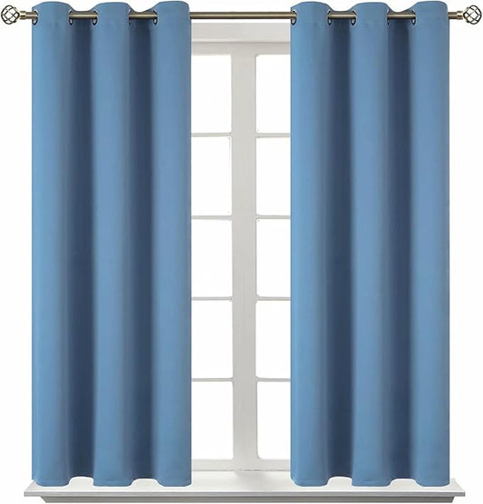 BGment Blackout Curtains for Bedroom - Grommet Thermal Insulated Room Darkening Curtains for Living Room, Set of 2 Panels (38 x 45 Inch, Faded Denim)
