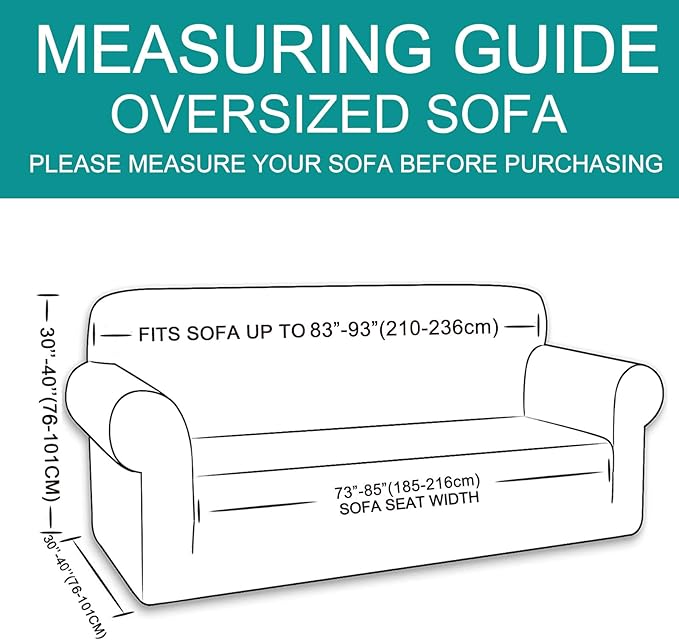 U-NICE HOME Stretch Couch Cover Sofa Cover Sofa Slipcover Furniture Protector for 4 Cushion Couch Sofa Pet Friendly(Oversized Sofa, Dark Grey)
