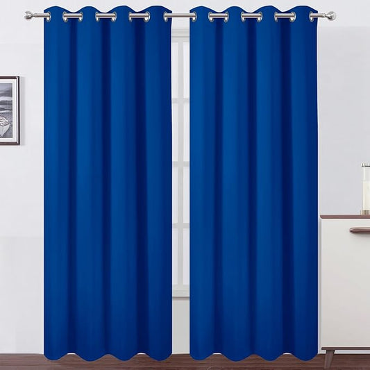 LEMOMO Blackout Curtains 52 x 120 Inch Long Royal Blue Curtains Set of 2 Panels Room Darkening Curtains for Bedroom and Living Room