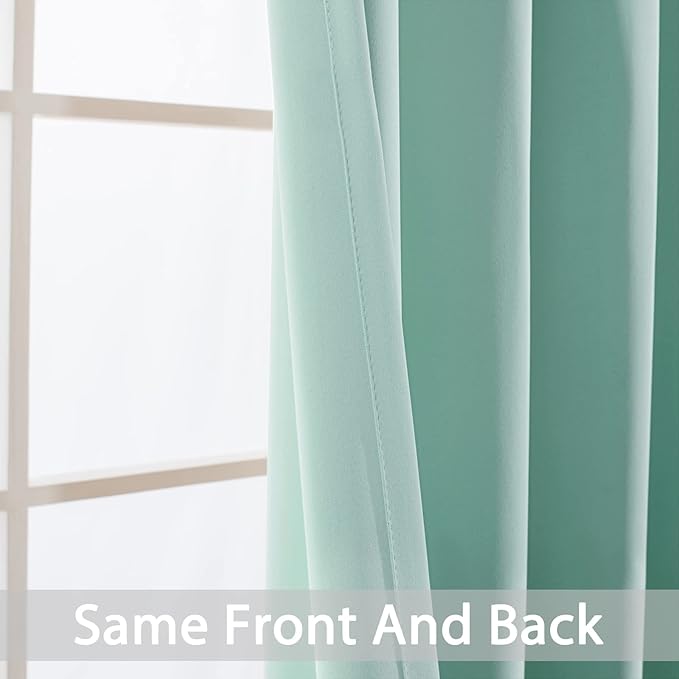 Yakamok Blackout Curtains Room Darkening Thermal Insulated Window Panels,Solid Grommet Top Drapes for Bedroom/Living Room(62Wx96L, Aqua, 2 Panels)