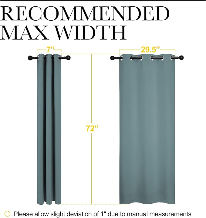 NICETOWN Modern Blackout Curtains Noise Reducing for Bedroom, Thermal Insulated and Privacy Room Darkening Drape Panels for Boy's Guest Room Door Window (Greyish Blue, 2 Panels, W34 x L72 -Inch)