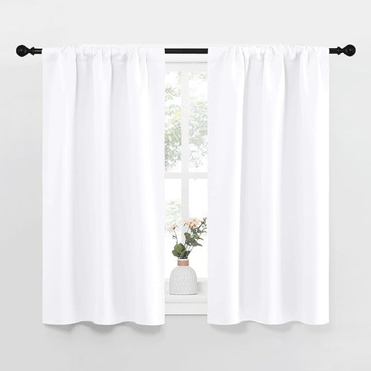 NICETOWN RV Curtains for Camper Windows, White Curtains for Kitchen Window, Home Decoration Light Filtering Curtains & Drapes for Small Window (29" Wide by 40inches Long, 1 Pair)