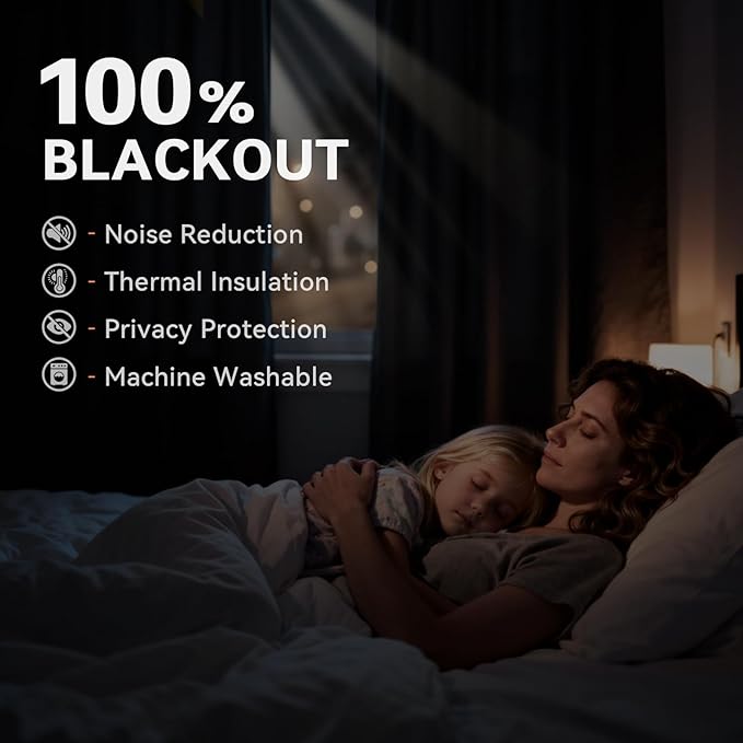 100% Blackout Shield Linen Blackout Curtains for Bedroom, Navy Blue Grommet Curtains for Living Room, Thermal Insulated Room Darkening Drapes for Nursery, Boho Home Decor, 50" W x 63" L, 2 Panels