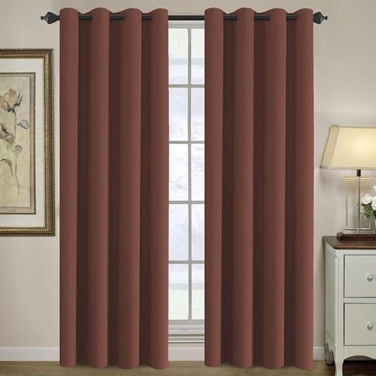 H.VERSAILTEX Blackout Curtain for Living Room Thermal Insulated Window Treatment Curtain Extra Long 84 inch Length Energy Saving Solid Grommet Top Blackout Drape, One Panel, Rust, 52" W x 84" L