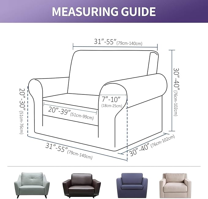 Joccun Stretch Chair Couch Cover,1-Piece Sofa Slipcover Spandex Jacquard Fabric Sofa Covers with Elastic Bottom,Washable Furniture Protector for Dogs, Cats, Kids (Armchair,Seal Brown)