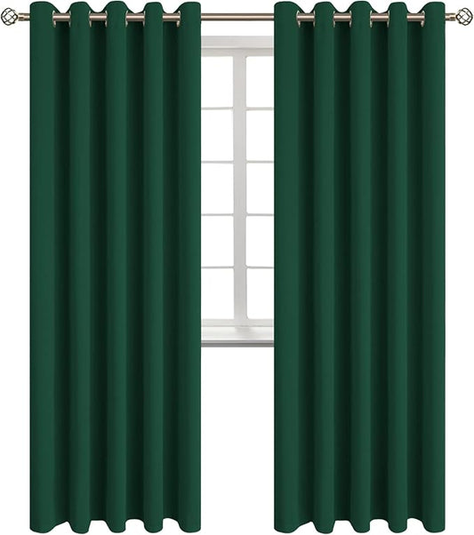 BGment Blackout Curtains for Bedroom - Grommet Thermal Insulated Room Darkening Drapes for Living Room, Set of 2 Panels (70 x 84 Inch, Emerald Green)