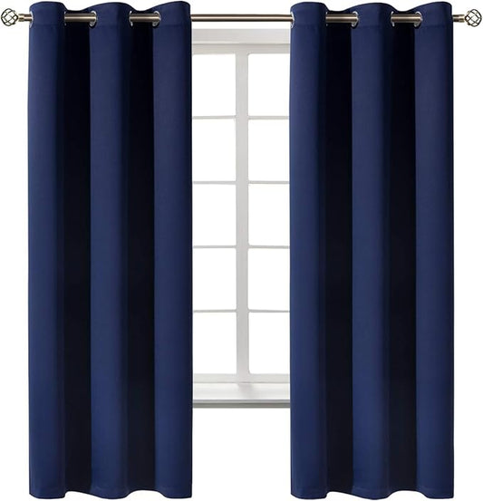 BGment Blackout Curtains for Bedroom 63 Inches Long - Navy Blue Room Darkening Thermal Insulated Sunlight Blocking Grommet Window Drapes for Kids Boys Room, Set of 2 Panels, 42 x 63 Inch