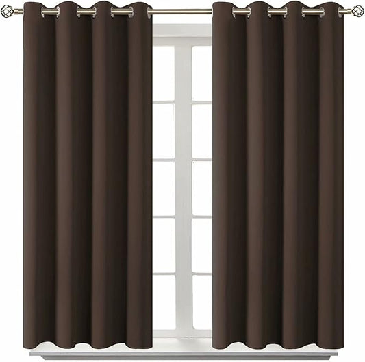 BGment Blackout Curtains for Living Room - Grommet Thermal Insulated Room Darkening Curtains for Bedroom, 2 Panels of 52 x 54 Inch, Brown