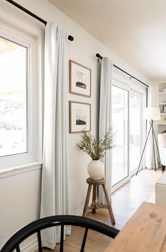 100% Blackout Shield Linen Blackout Curtains for Bedroom 63 Inches Long, Back Tab/Rod Pocket Living Room Drapes, Thermal Insulated Blackout Curtains 2 Panels Set, 50" W x 63" L, Beige