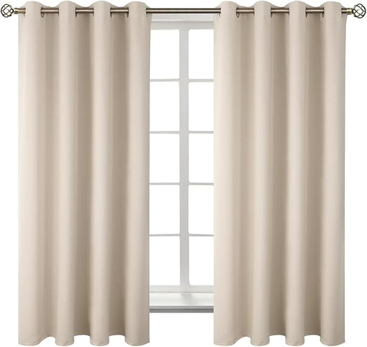BGment Blackout Curtains - Grommet Thermal Insulated Room Darkening Bedroom and Living Room Curtains, Set of 2 Panels (46 x 54 Inch, Champagne)