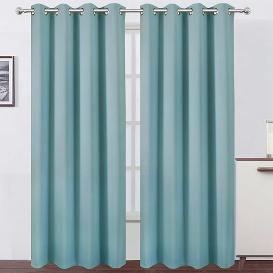 LEMOMO Stone Blue Thermal Blackout Curtains/52 x 95 Inch/Set of 2 Panels Room Darkening Curtains for Bedroom