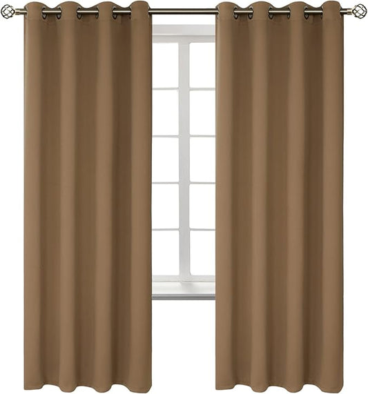 BGment Blackout Curtains for Bedroom - Grommet Thermal Insulated Room Darkening Curtains for Living Room, Set of 2 Panels (52 x 72 Inch, Taupe)