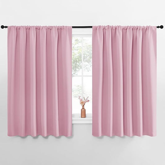 NICETOWN Blackout Curtains for Bedroom, Blackout Curtain Panels, Rouge Pink, 1 Pair, 70 by 63-inch, Window Treatment Energy Saving Thermal Insulated Solid Rod Pocket Blackout Drapes/Draperies