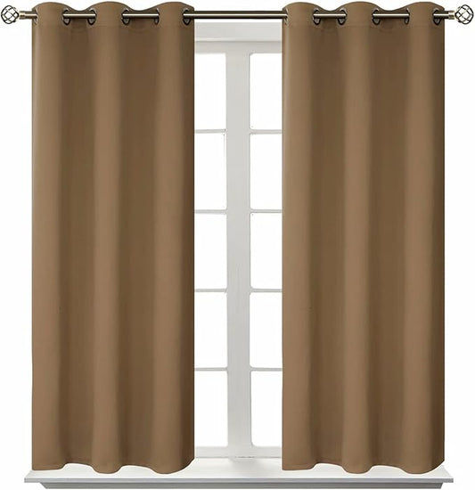 BGment Blackout Curtains for Living Room - Grommet Thermal Insulated Room Darkening Curtains for Bedroom, 2 Panels of 38 x 54 Inch, Taupe