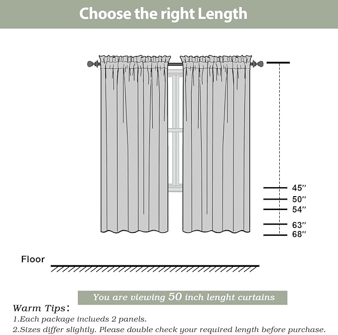 OWENIE Sheer Curtains, Cream Sheer Curtains 50 Inch Length 2 Panels Set, Rod Pocket Voile Fimly Sheer Drapes for Living Room Bedroom, 2pcs, Cream, Each 42" W x 50" L