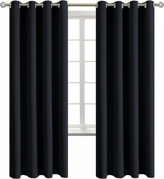 BGment Blackout Curtains for Living Room - Grommet Thermal Insulated Room Darkening Curtains for Bedroom, Set of 2 Panels (52 x 72 Inch, Black)