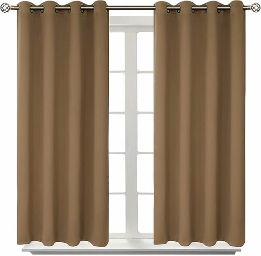 BGment Blackout Curtains for Living Room - Grommet Thermal Insulated Room Darkening Curtains for Bedroom, 2 Panels of 52 x 45 Inch, Taupe