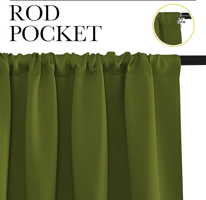 NICETOWN Blackout Curtains for RV Windows, Olive, 29" by 20", 2 Panels, Room Darkening Window Curtain Panels, Easy-Care Solid Thermal Insulated Draperies/Drapes for Daughter Room