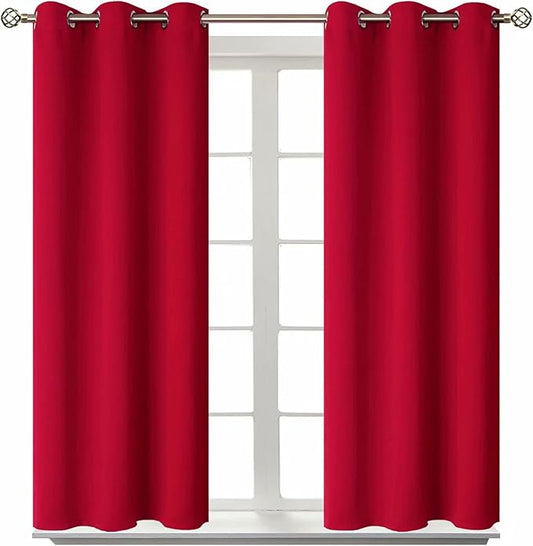 BGment Room Darkening Curtains 54 Inches Long - Grommet Thermal Insulated Drapes Window Treatment Curtains for Bedroom, 2 Panels, 38 x 54 Inch, Red