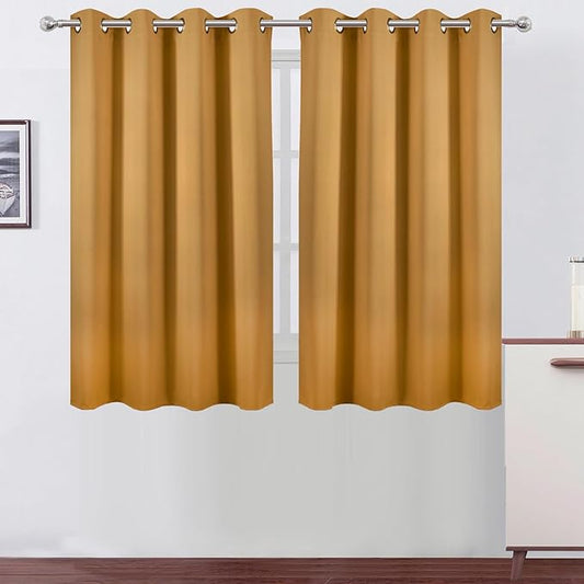 LEMOMO Blackout Curtains 66 x 54 Inch Long Mustard Yellow Curtains Set of 2 Panels Room Darkening Curtains for Bedroom and Living Room