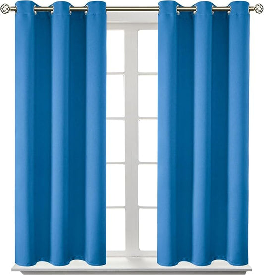 BGment Room Darkening Curtains 45 Inches Long - Grommet Thermal Insulated Drapes Window Treatment Curtains for Bedroom, 2 Panels, 38 x 45 Inch, Classic Blue