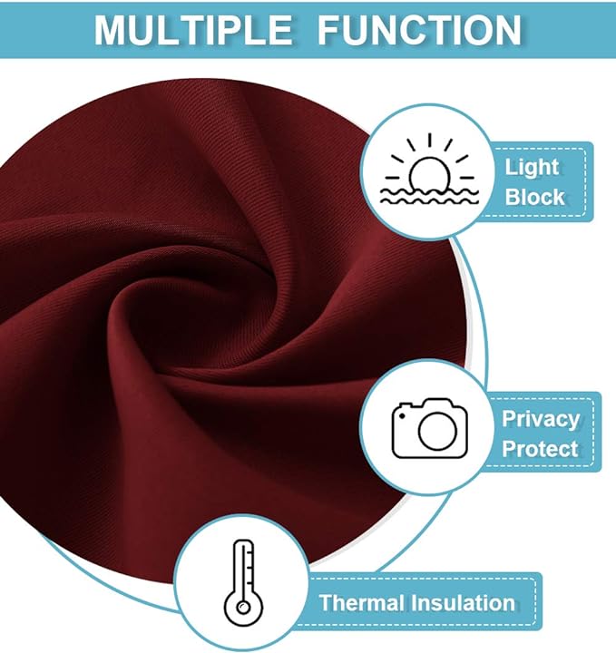 RYB HOME Kitchen Blackout Curtains Over Sink 36 inch Length, Rod Pocket Summer Light UV Blocking Energy Efficient, Cabinet Shelf Cupboard Coverings, Width 29 by Length 36, Burgundy Red, 2 Panels
