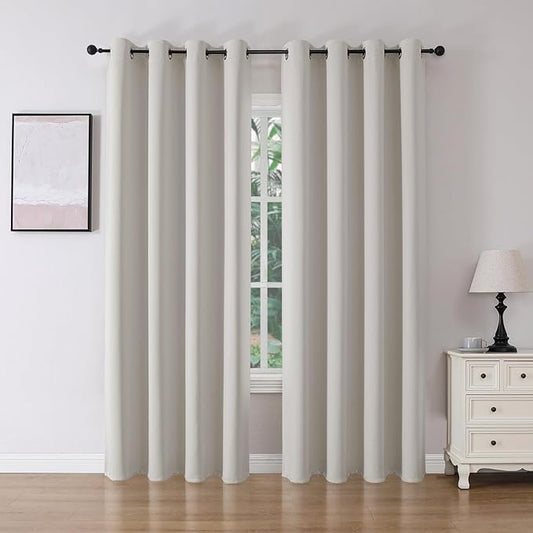 Joydeco Blackout Curtains 90 Inch Length 2 Panels Set, Thermal Insulated Long Curtains& Drapes 2 Burg, Room Darkening Grommet Drapes for Bedroom Living Room Window (Natural, W52 x L90 Inch)