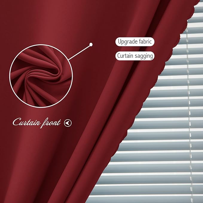 Self Adhesive Curtains, Stick Curtain Blackout Shades Window Cover Curtains for Living Room No Drilling, 47" W X 96" L, Burgundy, 1 Panel