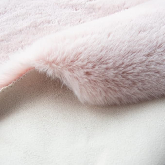 ORINOVA Pink Fluffy Round Rugs 6ft Large Circle Washable Faux Rabbit Shaggy Fur Rugs for Bedroom Living Room Nursery Rug Home Décor