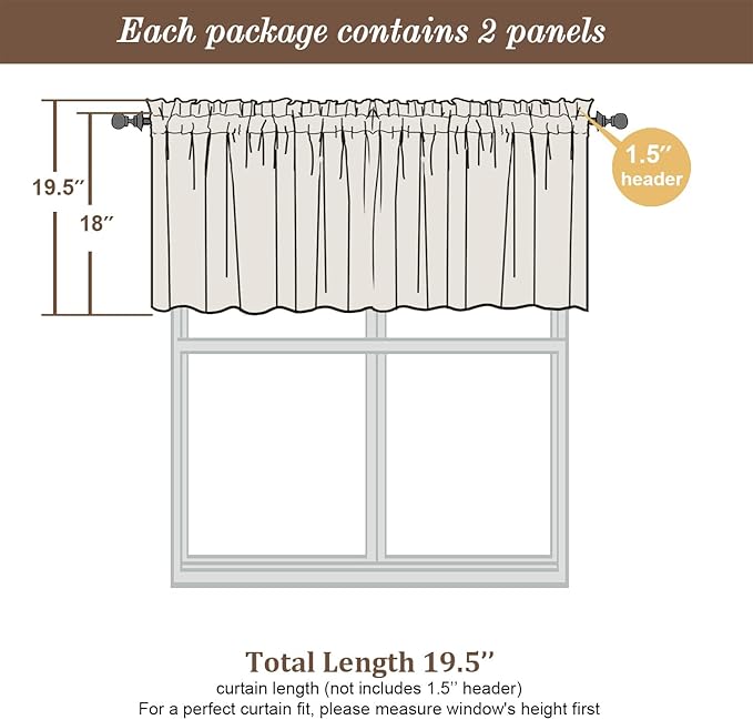 Chyhomenyc Sheer Valances for Windows 2 Pack, Small Window Curtains for Living Room Bathroom Cafe Laundry Basement, Modern Top Dual Rod Pocket Voile Curtain, 42W x 18L inches, Blush Pink