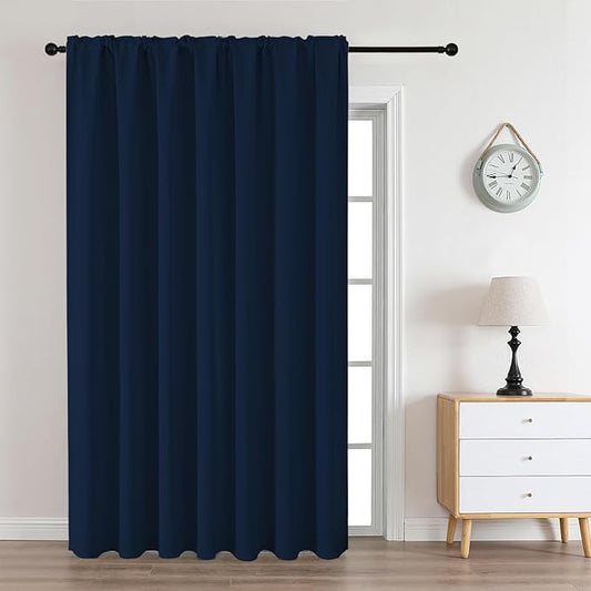 CUCRAF Navy Blue Blackout Curtains Customize, Rod Pocket Room Darkening Curtain for Bedroom Living Room, Thermal Insulated Window Drapes 1 Panel (Custom Size, Color)