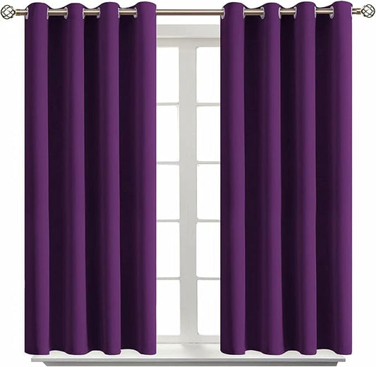 BGment Blackout Curtains - Grommet Thermal Insulated Room Darkening Bedroom and Living Room Curtain, Set of 2 Panels (52 x 54 Inch, Royal Purple)
