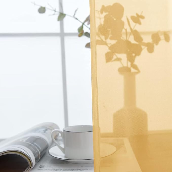 SpaceDresser Basic Rod Pocket Sheer Voile Window Curtain Panels Gold 1 Pair 2 Panels 52 Width 72 Inch Long for Kitchen Bedroom Children Living Room Yard（Gold, 52W x 72L）