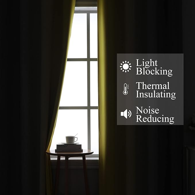 Estelar Textiler Grey and Yellow Ombre Short Blackout Curtains 36 Inch Long, Thermal Insulated Grommet Small Half Window Drapes for Cafe/Basement/RV Camper/Kitchen, 52Wx36L, 2 Panels
