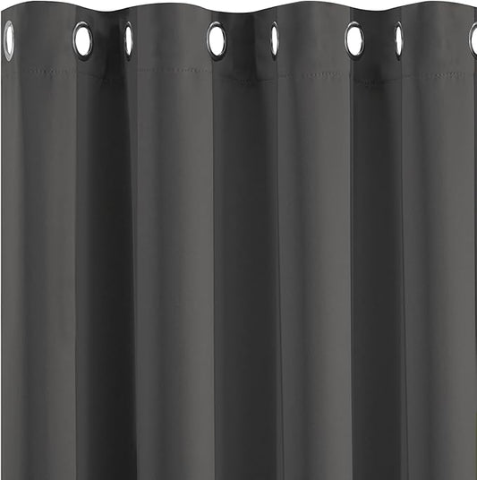 Yakamok 72 Inch Long Blackout Curtains for Bedroom, Thermal Insulated Room Darkening Curtains, Light Blocking Blackout Drapes for Living Room- 2 Panels,52x72 Inch, Charcoal Grey
