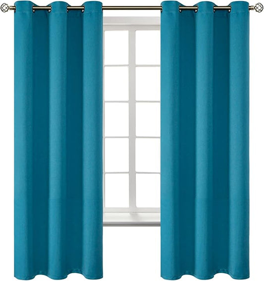 BGment Blackout Curtains - Grommet Thermal Insulated Room Darkening Bedroom and Living Room Curtains, Set of 2 Panels (42 x 63 Inch, Peacock Blue)