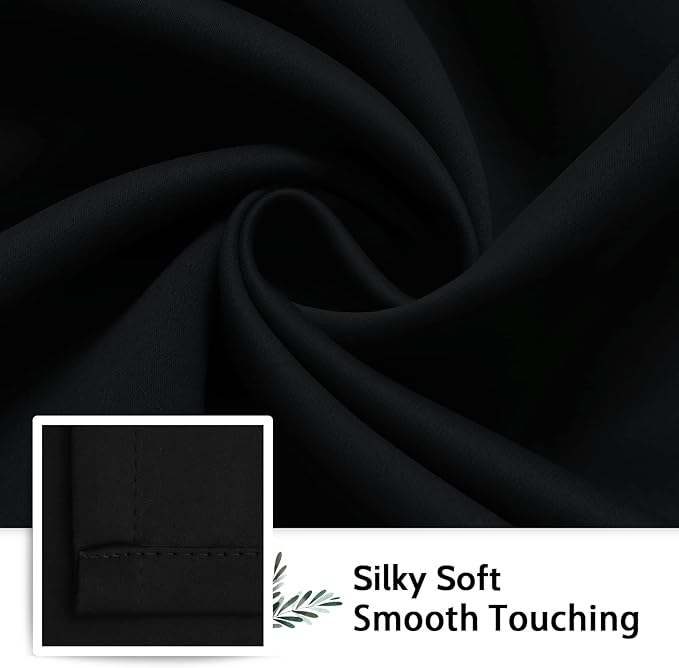 SimpleHome 100% Blackout Curtains for Bedroom,Thermal Insulated Black Grommet Window Drapes Room Darkening Curtains for Living Room with Black Back,52 x 72 Inch,2 Panels