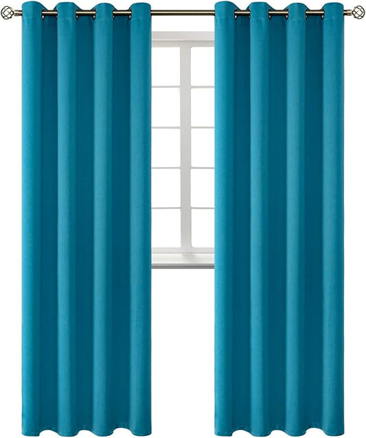 BGment Blackout Curtains - Grommet Thermal Insulated Room Darkening Bedroom and Living Room Curtains, Set of 2 Panels (52 x 95 Inch, Peacock Blue)