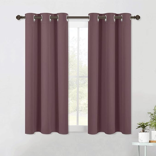 NICETOWN Modern Blackout Curtains Noise Reducing, Thermal Insulated and Privacy Room Darkening Drape Panels for Boy's Guest Room Door Small Short Window (Dry Rose, 2 Panels, W42 x L54 -Inch)