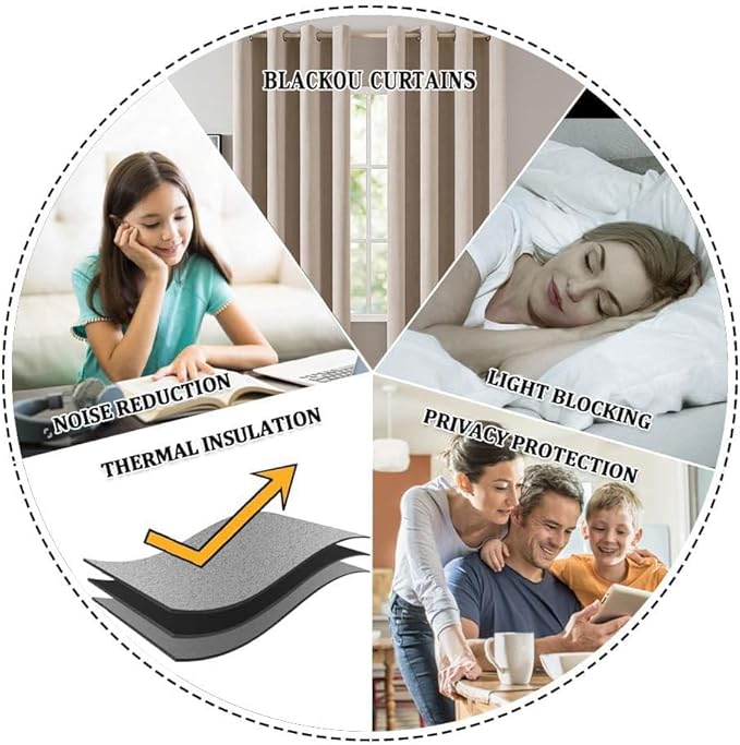 MIULEE Linen Curtains for Bedroom 100% Blackout Thermal Insulated Birch Grommet Room Darkening Curtains & Drapes for Living Room Nursery 52 x 63 Inch (2 Panels)