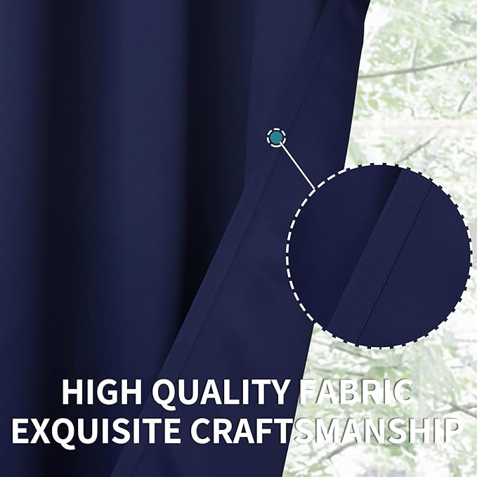BGment Navy Blackout Curtains for Bedroom - Grommet Thermal Insulated Room Darkening Block Out Curtains for Living Room, Set of 2 Panels (52 x 63 Inch, Dark Blue)