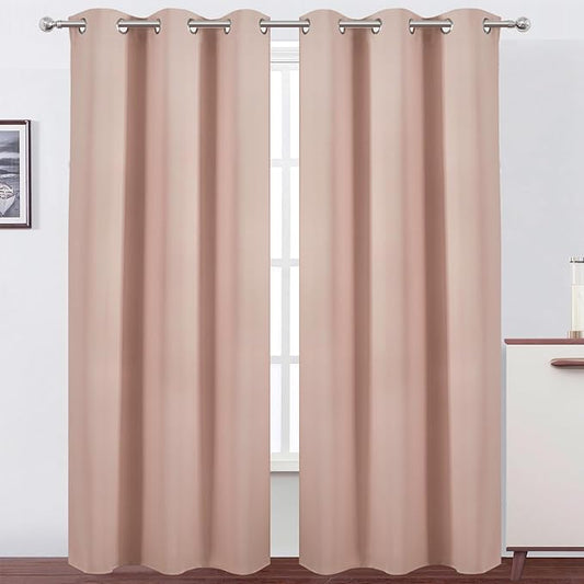 LEMOMO Blush Thermal Blackout Curtains/42 x 84 Inch/Set of 2 Panels Room Darkening Curtains for Bedroom