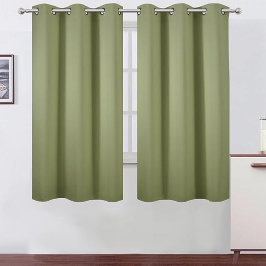 LEMOMO Blackout Curtains 42 x 63 inch/Sage Green Curtains Set of 2 Panels/Thermal Insulated Room Darkening Bedroom Curtains