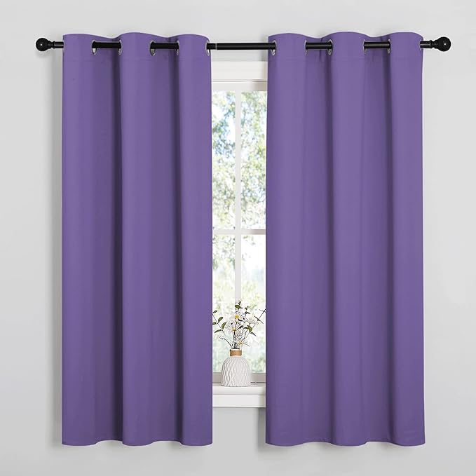 NICETOWN Lilac Purple Blackout Curtains for Bedroom (1 Pair, 42 x 63 inches), Farmhouse Thermal Insulated Room Darkening Drapes for Windows